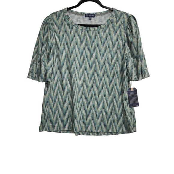 Democracy Womens Zigzag Pattern Top XL Polyester Rayon Blendn 2360 - Picture 1 of 8